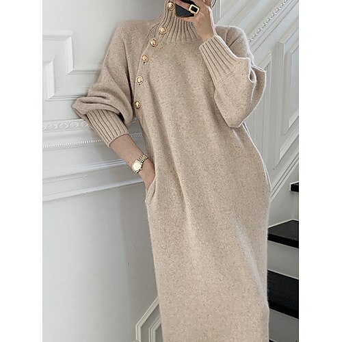 Mujer Vestido de suéter Puente Estriado Tejer Botón Color sólido Cuello Camisero Elegante Casual Exterior Diario Otoño Invierno Negro Color Caquí Tamaño Único
Mujer Vestido de suéter Puente Estriado Tejer Botón Color sólido Cuello Camisero Elegante Casual Exterior Diario Otoño Invierno Negro Color Caquí Tamaño Único