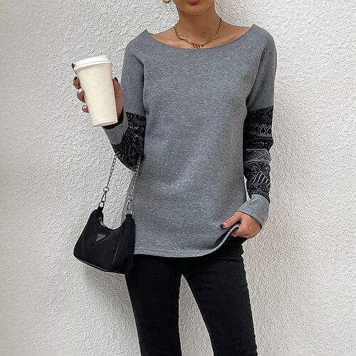 Mujer Camiseta Blanco Gris Tribal Estampado Manga Larga Diario Fin de semana Básico Escote en Pico Ajuste regular Geométrico adj. Pintura Primavera Otoño
Mujer Camiseta Blanco Gris Tribal Estampado Manga Larga Diario Fin de semana Básico Escote en Pico Ajuste regular Geométrico adj. Pintura Primavera Otoño
