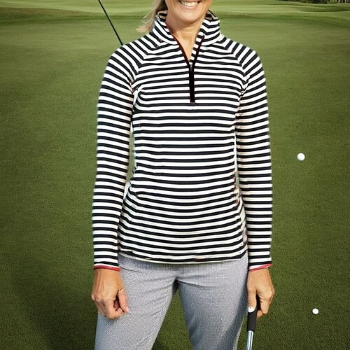 Mulheres Camisa polo de caminhada Camisa de golfe Respirável Secagem Rápida Pavio Humido Manga Longa Vestuário de golfe Roupas de golfe Normal Zíper Colarinho Alto Listra Primavera Outono Tênis Golfe
Mulheres Camisa polo de caminhada Camisa de golfe Respirável Secagem Rápida Pavio Humido Manga Longa Vestuário de golfe Roupas de golfe Normal Zíper Colarinho Alto Listra Primavera Outono Tênis Golfe
