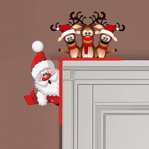 

Рождественский дверной угловой знак, забавные украшения дверной коробки Санты, забавный дверной косяк, рождественский дверной знак для гостиной, спальни, офиса, уличная внутренняя рама
