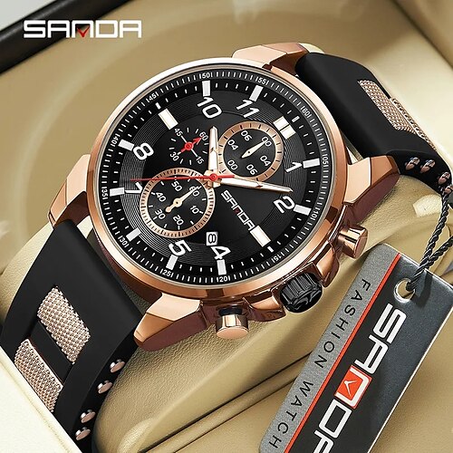 SANDA Herren Quarz uhr Modisch Lässige Uhr Geschäftlich Armbanduhr leuchtend Drei-Zeit-Zonen Kalender WASSERDICHT Silikon Beobachten
SANDA Herren Quarz uhr Modisch Lässige Uhr Geschäftlich Armbanduhr leuchtend Drei-Zeit-Zonen Kalender WASSERDICHT Silikon Beobachten