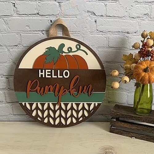 Panneau mural en bois de citrouille d'automne, plaque ronde à motif en bois, accessoires de décoration murale, pour la décoration de la maison, articles ménagers
Panneau mural en bois de citrouille d'automne, plaque ronde à motif en bois, accessoires de décoration murale, pour la décoration de la maison, articles ménagers