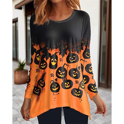 Mujer Camiseta camisa de halloween Naranja Calabaza Túnica fluida Estampado Manga Larga Víspera de Todos los Santos Fin de semana Festival / Vacaciones Escote Redondo Ajuste regular Pintura Primavera
Mujer Camiseta camisa de halloween Naranja Calabaza Túnica fluida Estampado Manga Larga Víspera de Todos los Santos Fin de semana Festival / Vacaciones Escote Redondo Ajuste regular Pintura Primavera