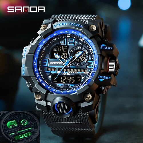 SANDA Herren Digitaluhr Sport Modisch Armbanduhr Schockresistent leuchtend Stopuhr Wecker Kalender TPU Beobachten
SANDA Herren Digitaluhr Sport Modisch Armbanduhr Schockresistent leuchtend Stopuhr Wecker Kalender TPU Beobachten