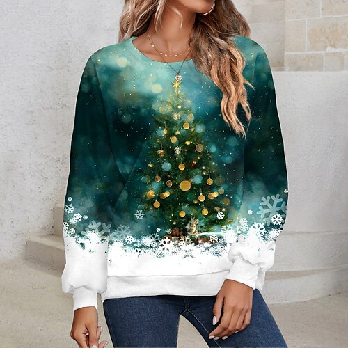 Women's Pullover Christmas Sweatshirt Sportswear Festival Green Christmas Tree Christmas Casual Round Neck Long Sleeve Top Micro-elastic Fall Winter
Women's Pullover Christmas Sweatshirt Sportswear Festival Green Christmas Tree Christmas Casual Round Neck Long Sleeve Top Micro-elastic Fall Winter