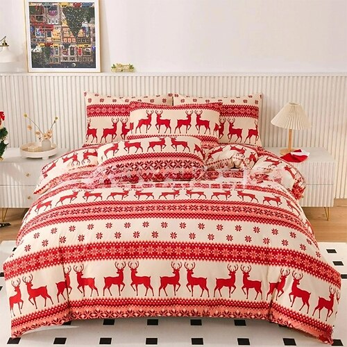 Conjunto de capa de edredom com padrão de veado de natal, conjuntos de cama com capa de edredom impressa com fronha envelope, para quarto, decoração de quarto de hóspedes
Conjunto de capa de edredom com padrão de veado de natal, conjuntos de cama com capa de edredom impressa com fronha envelope, para quarto, decoração de quarto de hóspedes
