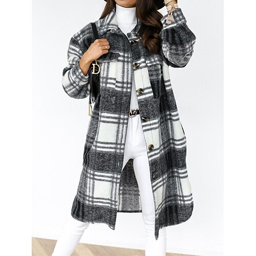 Women's Overcoat Long Pea Coat Single Breasted Lapel Trench Coat Plaid Winter Coat Windproof Warm Fall Jacket Casual Jacket Long Sleeve with Pockets Oversize Apricot
Women's Overcoat Long Pea Coat Single Breasted Lapel Trench Coat Plaid Winter Coat Windproof Warm Fall Jacket Casual Jacket Long Sleeve with Pockets Oversize Apricot