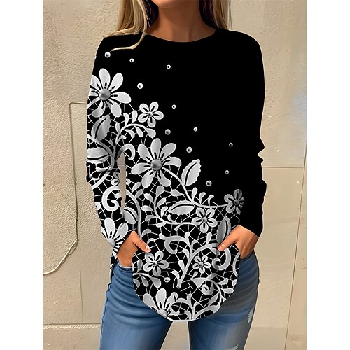 Femme T shirt Tee Noir Bleu Bleu clair Léopard Floral Imprimer manche longue du quotidien Fin de semaine basique Col Rond Standard Fleur Peinture Printemps Automne
Femme T shirt Tee Noir Bleu Bleu clair Léopard Floral Imprimer manche longue du quotidien Fin de semaine basique Col Rond Standard Fleur Peinture Printemps Automne