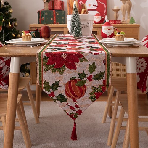 Chemin de table de noël en jacquard teint en fil, couverture de table pour fête de vacances, dîner, salle à manger, décorations de noël
Chemin de table de noël en jacquard teint en fil, couverture de table pour fête de vacances, dîner, salle à manger, décorations de noël