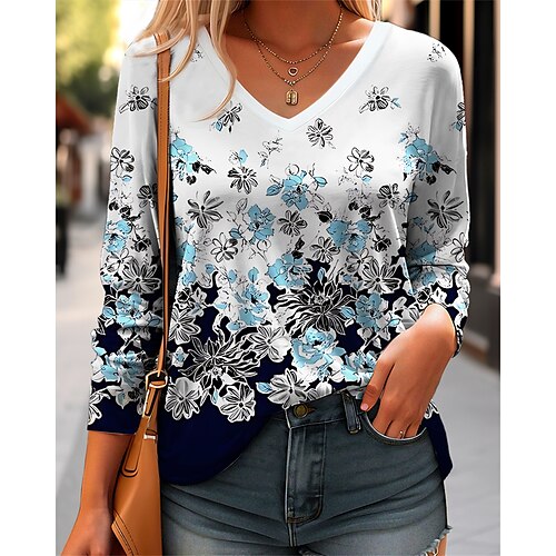 Mujer Camiseta Blanco Floral Estampado Manga Larga Festivos Fin de semana Básico Escote en Pico Ajuste regular Flor Pintura Primavera Otoño
Mujer Camiseta Blanco Floral Estampado Manga Larga Festivos Fin de semana Básico Escote en Pico Ajuste regular Flor Pintura Primavera Otoño