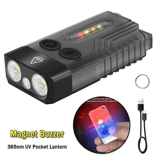 Linterna de bolsillo uv de 365nm v10, llavero led, linterna edc, linterna recargable tipo c, luz de trabajo con imán, zumbador de 80 decibeles
Linterna de bolsillo uv de 365nm v10, llavero led, linterna edc, linterna recargable tipo c, luz de trabajo con imán, zumbador de 80 decibeles