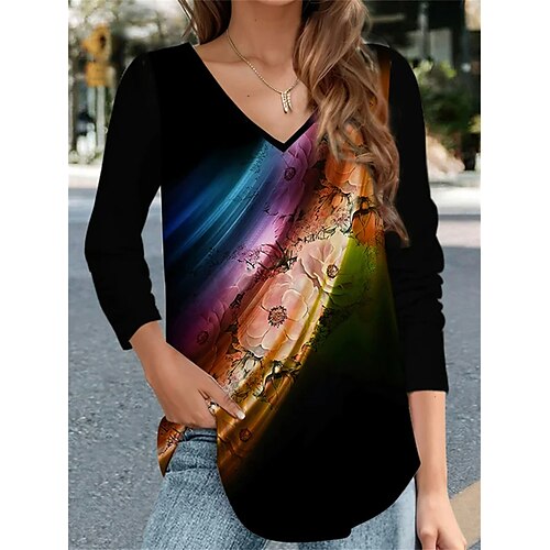 Mujer Camiseta Negro Floral Estampado Manga Larga Festivos Fin de semana Moda Escote en Pico Ajuste regular Flor Pintura Primavera Otoño
Mujer Camiseta Negro Floral Estampado Manga Larga Festivos Fin de semana Moda Escote en Pico Ajuste regular Flor Pintura Primavera Otoño