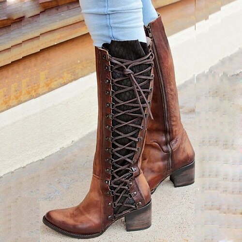 Femme Bottes Grandes Tailles Chaussures Vintage Extérieur du quotidien Bottes genou Lacet Talon bloc Bout rond Rétro Vintage Décontractées Minimalisme Faux Cuir Faux suède Fermeture Couleur unie
Femme Bottes Grandes Tailles Chaussures Vintage Extérieur du quotidien Bottes genou Lacet Talon bloc Bout rond Rétro Vintage Décontractées Minimalisme Faux Cuir Faux suède Fermeture Couleur unie