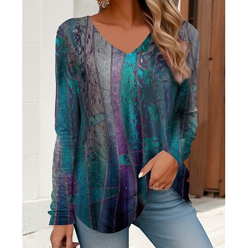 Mujer Camiseta Azul Piscina Verde Trébol Gris Graphic Estampado Manga Larga Diario Fin de semana Moda Escote en Pico Ajuste regular Abstracto Pintura Primavera Otoño
Mujer Camiseta Azul Piscina Verde Trébol Gris Graphic Estampado Manga Larga Diario Fin de semana Moda Escote en Pico Ajuste regular Abstracto Pintura Primavera Otoño
