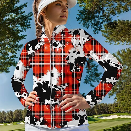 Femme Vestes de golf Chaud Respirable Evacuation de l'humidité manche longue Vêtements d'extérieur de golf Top Standard Zippé Plaid Imprimé Printemps Automne Tennis Le golf Pickleball
Femme Vestes de golf Chaud Respirable Evacuation de l'humidité manche longue Vêtements d'extérieur de golf Top Standard Zippé Plaid Imprimé Printemps Automne Tennis Le golf Pickleball