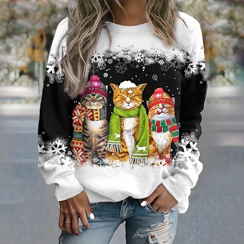 Mujer Pull-over Sudadera navideña Ropa deportiva Festival Negro Rosa Azul Piscina Gato Copo Navidad Casual Escote Redondo Manga Larga Top Microelástico Otoño invierno
Mujer Pull-over Sudadera navideña Ropa deportiva Festival Negro Rosa Azul Piscina Gato Copo Navidad Casual Escote Redondo Manga Larga Top Microelástico Otoño invierno