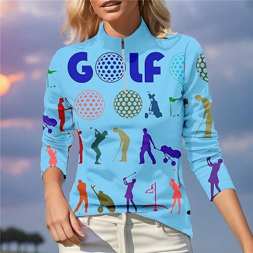 Femme T-shirt POLO Chemise de golf Respirable Séchage rapide Evacuation de l'humidité manche longue Vêtements de golf Top Standard Zippé Col Montant Lettre Marrant Printemps Automne Tennis Le golf
Femme T-shirt POLO Chemise de golf Respirable Séchage rapide Evacuation de l'humidité manche longue Vêtements de golf Top Standard Zippé Col Montant Lettre Marrant Printemps Automne Tennis Le golf