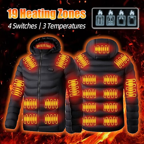 

19-зонная куртка с подогревом для мужчин/женщин, USB-куртки с электрическим подогревом, мужской жилет, зимняя уличная теплая куртка-парка с проточками