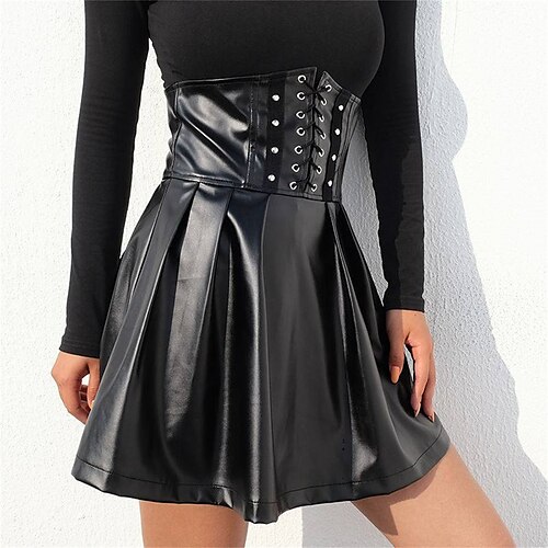 Mulheres Saia Evasê Mini Pele sintetica Preto Saias Primavera Verão Pregueado Vintage Moda Sensual Espetáculo Rua S M L
Mulheres Saia Evasê Mini Pele sintetica Preto Saias Primavera Verão Pregueado Vintage Moda Sensual Espetáculo Rua S M L