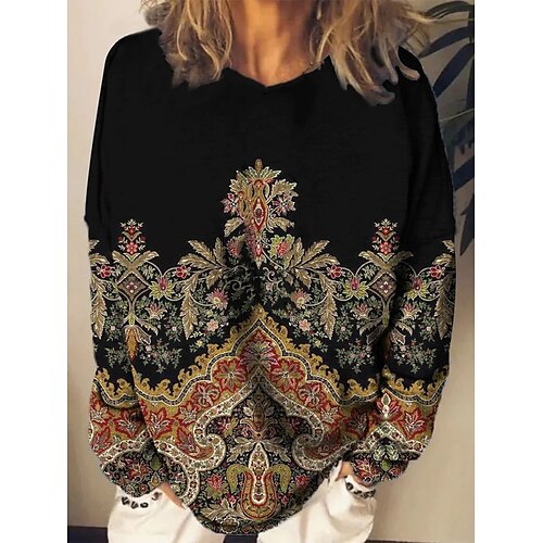 Women's T shirt Tee Black Graphic Print Long Sleeve Daily Weekend Basic Round Neck Regular Fit Painting Spring Fall
Women's T shirt Tee Black Graphic Print Long Sleeve Daily Weekend Basic Round Neck Regular Fit Painting Spring Fall