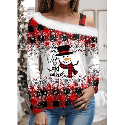 Mujer Camiseta Camisa de Navidad Rosa Rojo Azul Piscina Plaid Muñeco de Nieve Copo Estampado Manga Larga Navidad Fin de semana Festival / Vacaciones Cuello diagonal Ajuste regular Pintura Primavera
Mujer Camiseta Camisa de Navidad Rosa Rojo Azul Piscina Plaid Muñeco de Nieve Copo Estampado Manga Larga Navidad Fin de semana Festival / Vacaciones Cuello diagonal Ajuste regular Pintura Primavera