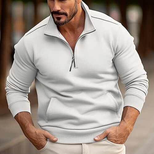 Homens Moletom Moletom Zip Branco Azul Cáqui Meio Zíper Tecido Bolsos Desportos e Ar livre Diário Feriado Roupa de rua Básico Casual Primavera Outono Roupa Moletons Moletons
Homens Moletom Moletom Zip Branco Azul Cáqui Meio Zíper Tecido Bolsos Desportos e Ar livre Diário Feriado Roupa de rua Básico Casual Primavera Outono Roupa Moletons Moletons