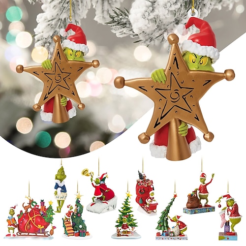 

2023 новое рождественское украшение Гринч 2d акриловый кулон Рождественская елка подвесной кулон домашний декор