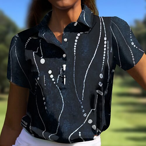 

Women's Polo Shirt Golf Shirt Button Up Polo Breathable Quick Dry Moisture Wicking Short Sleeve Golf Apparel Golf Clothes Regular Fit Printed Summer Tennis Golf Pickleball