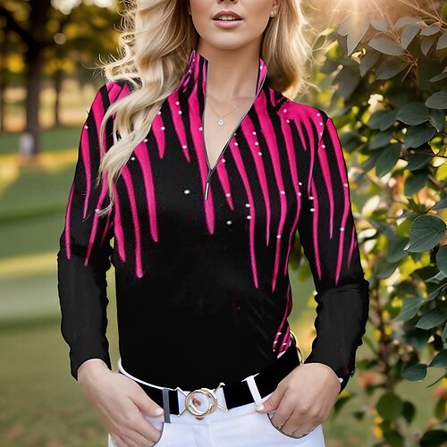 Femme T-shirt POLO Chemise de golf Respirable Séchage rapide Evacuation de l'humidité manche longue Vêtements de golf Top Standard 1/4 Zip Col Montant marinière Printemps Automne Tennis Le golf
Femme T-shirt POLO Chemise de golf Respirable Séchage rapide Evacuation de l'humidité manche longue Vêtements de golf Top Standard 1/4 Zip Col Montant marinière Printemps Automne Tennis Le golf