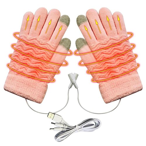 

USB перчатки с электрическим подогревом, зимние утолщенные перчатки с подогревом на все пальцы, перчатки с сенсорным экраном для мужчин и женщин, уличная грелка для рук