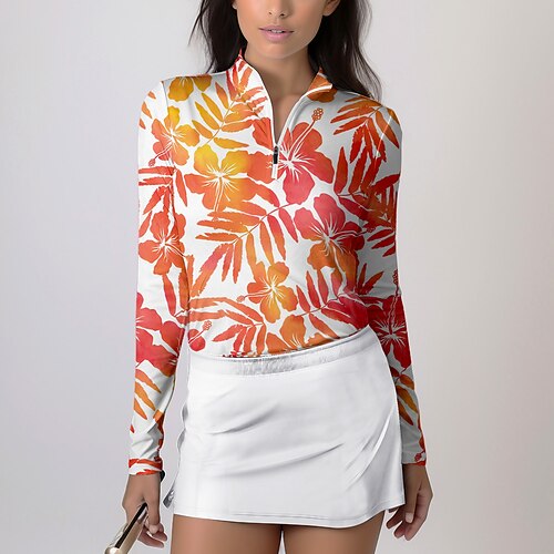 Femme T-shirt POLO Chemise de golf Respirable Séchage rapide Evacuation de l'humidité manche longue Vêtements de golf Top Standard Zippé Col Montant Floral Printemps Automne Tennis Le golf Pickleball
Femme T-shirt POLO Chemise de golf Respirable Séchage rapide Evacuation de l'humidité manche longue Vêtements de golf Top Standard Zippé Col Montant Floral Printemps Automne Tennis Le golf Pickleball
