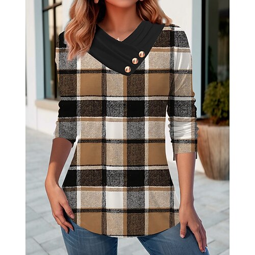 Damen T Shirt Braun Plaid Taste Bedruckt Langarm Täglich Wochenende Modisch V Ausschnitt Regular Fit Farbe Frühling Herbst
Damen T Shirt Braun Plaid Taste Bedruckt Langarm Täglich Wochenende Modisch V Ausschnitt Regular Fit Farbe Frühling Herbst