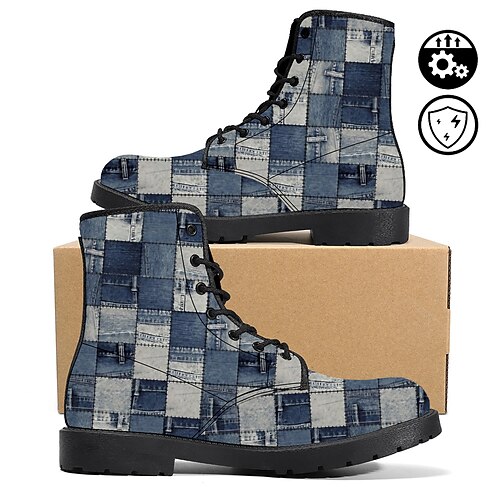 Men's Boots Combat Boots Casual Boots Blue Denim Block Patch 3D Graphic Print Plus Size Lace-up Boots
Men's Boots Combat Boots Casual Boots Blue Denim Block Patch 3D Graphic Print Plus Size Lace-up Boots