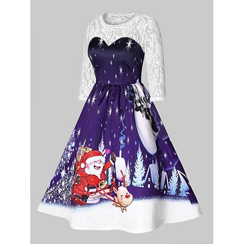 Mujer Vestimenta casual Vestido de Navidad Vestido de invierno Muñeco de Nieve Copo Encaje Retazos Cuello Barco Vestido Midi Moda Clásico Exterior Navidad Manga Larga Ajuste regular Azul Piscina
Mujer Vestimenta casual Vestido de Navidad Vestido de invierno Muñeco de Nieve Copo Encaje Retazos Cuello Barco Vestido Midi Moda Clásico Exterior Navidad Manga Larga Ajuste regular Azul Piscina