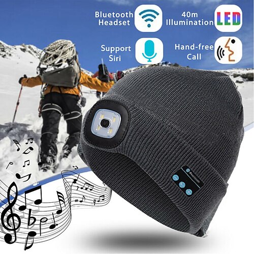

Bluetooth-шапка-бини с подсветкой, микрофонами, перезаряжаемая налобная шапка, беспроводные наушники, подарки для мужчин, женщин, папы-подростка