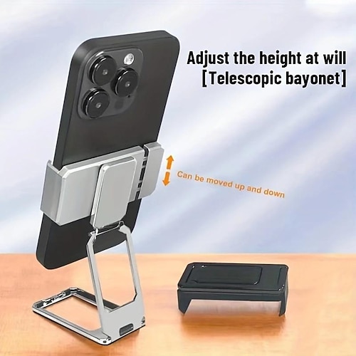 

Adjustable Metal Cell Phone Holder For Desk Kickstand 360° Rotation Grip Foldable Cellphone Stand Universal