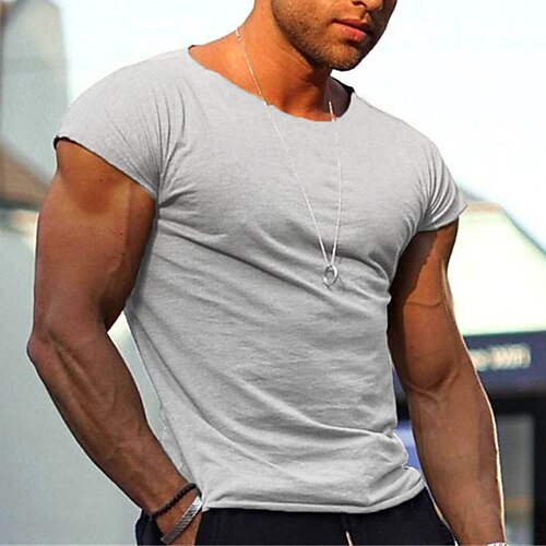 

Men's T shirt Tee Muscle Shirt Plain Square Neck Street Casual Short Sleeve Clothing Apparel Fashion Classic Comfortable Big and Tall
