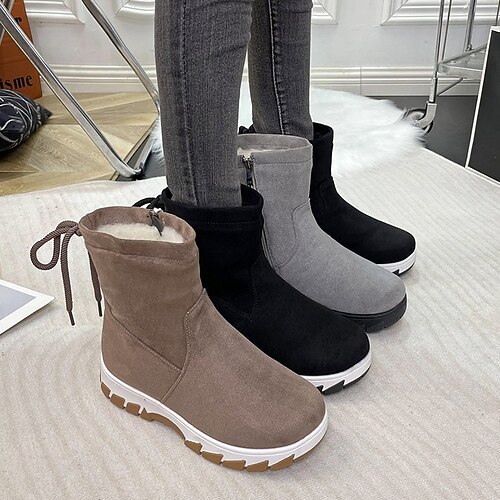Women's Boots Snow Boots Outdoor Daily Fleece Lined Booties Ankle Boots Winter Hidden Heel Round Toe Basic Casual Minimalism Faux Leather Loafer Solid Color Black Khaki Gray
Women's Boots Snow Boots Outdoor Daily Fleece Lined Booties Ankle Boots Winter Hidden Heel Round Toe Basic Casual Minimalism Faux Leather Loafer Solid Color Black Khaki Gray