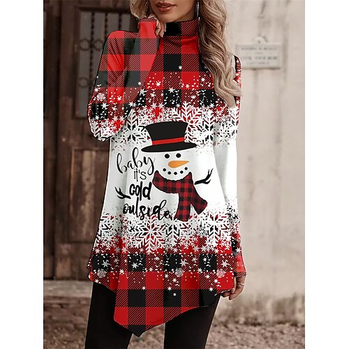 Mujer Camiseta Camisa de Navidad Rojo Plaid Muñeco de Nieve Copo Asimétrico Estampado Manga Larga Navidad Fin de semana Festival / Vacaciones Cuello Alto Ajuste regular Pintura Primavera Otoño
Mujer Camiseta Camisa de Navidad Rojo Plaid Muñeco de Nieve Copo Asimétrico Estampado Manga Larga Navidad Fin de semana Festival / Vacaciones Cuello Alto Ajuste regular Pintura Primavera Otoño
