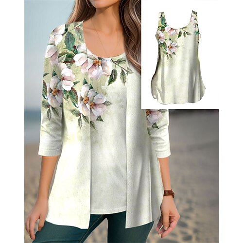 Mujer Camiseta sin mangas Blusa Verde Trébol Floral Estampado Manga 3/4 Casual Festivos Moda Escote Redondo Ajuste regular Primavera Otoño
Mujer Camiseta sin mangas Blusa Verde Trébol Floral Estampado Manga 3/4 Casual Festivos Moda Escote Redondo Ajuste regular Primavera Otoño