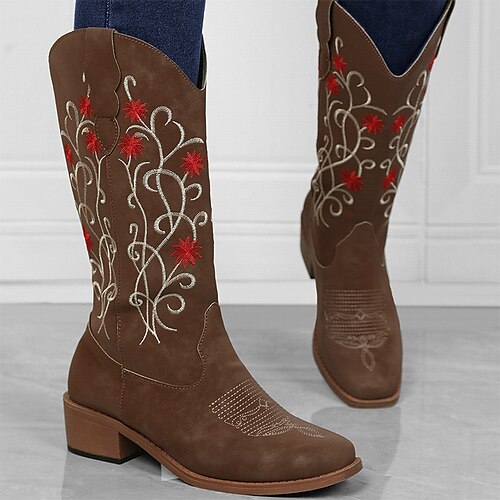 Mujer Botas Botas cowboy Tallas Grandes Exterior Trabajo Diario Botas a media pierna Invierno Bordados Talón de bloque Tacón Cuadrado Dedo Puntiagudo Moda Elegante Clásico PU Floral Marrón
Mujer Botas Botas cowboy Tallas Grandes Exterior Trabajo Diario Botas a media pierna Invierno Bordados Talón de bloque Tacón Cuadrado Dedo Puntiagudo Moda Elegante Clásico PU Floral Marrón