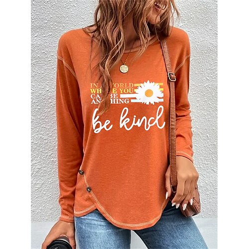 Femme T shirt Tee Orange Floral Lettre Imprimer manche longue Vacances Fin de semaine basique Col Rond Standard Fleur Peinture Printemps Automne
Femme T shirt Tee Orange Floral Lettre Imprimer manche longue Vacances Fin de semaine basique Col Rond Standard Fleur Peinture Printemps Automne