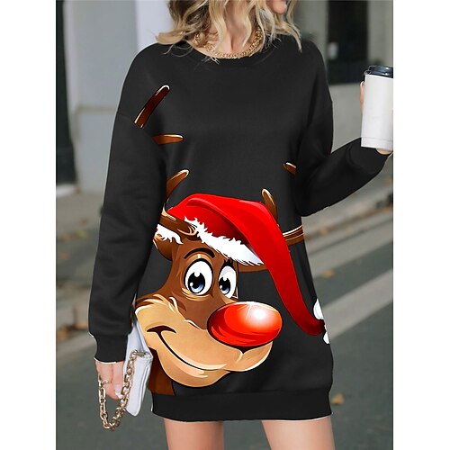 Mujer Vestimenta casual Vestido de Navidad Vestido sudadera Venados Estampado Cuello Barco Mini vestido Moda Ropa de calle Exterior Navidad Manga Larga Holgado Negro Otoño Invierno S M L XL XXL
Mujer Vestimenta casual Vestido de Navidad Vestido sudadera Venados Estampado Cuello Barco Mini vestido Moda Ropa de calle Exterior Navidad Manga Larga Holgado Negro Otoño Invierno S M L XL XXL