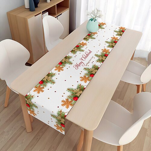 Weißer Weihnachts-Tischläufer, saisonale Winter-Weihnachtsparty-Dekoration, Feiertagsdekoration für den Innenbereich, Heim- und Küchendekoration
Weißer Weihnachts-Tischläufer, saisonale Winter-Weihnachtsparty-Dekoration, Feiertagsdekoration für den Innenbereich, Heim- und Küchendekoration