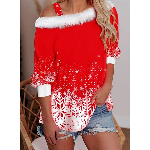 Femme T shirt Tee Chemise de Noël Rouge Bleu Violet Motif de flocon de neige Imprimer manche longue Noël Fin de semaine Fête / Célébration Cou diagonal Standard Peinture Automne hiver
Femme T shirt Tee Chemise de Noël Rouge Bleu Violet Motif de flocon de neige Imprimer manche longue Noël Fin de semaine Fête / Célébration Cou diagonal Standard Peinture Automne hiver