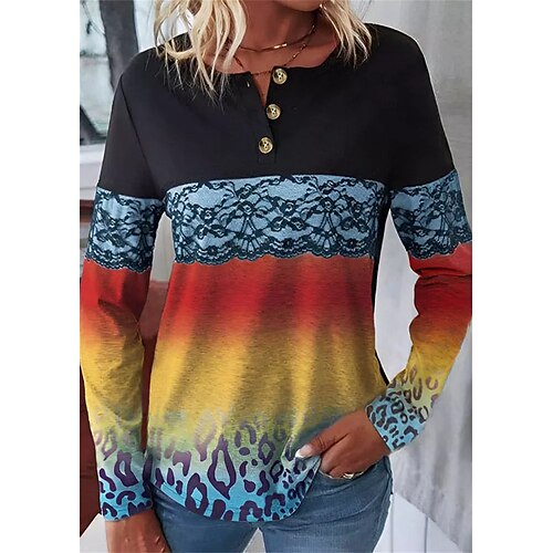 Mujer Camiseta Negro Graphic Leopardo Botón Estampado Manga Larga Diario Fin de semana Básico Escote Redondo Ajuste regular Pintura Primavera Otoño
Mujer Camiseta Negro Graphic Leopardo Botón Estampado Manga Larga Diario Fin de semana Básico Escote Redondo Ajuste regular Pintura Primavera Otoño
