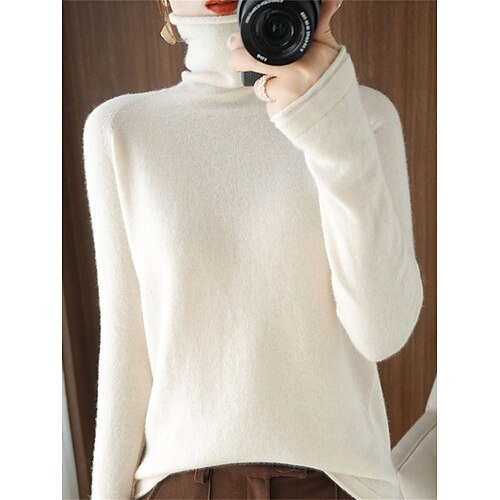 Mujer Suéter de punto Puente Estriado Tejer Regular Retazos Color sólido Cuello Alto Elegante Casual Exterior Diario Otoño Invierno Negro Blanco S M L
Mujer Suéter de punto Puente Estriado Tejer Regular Retazos Color sólido Cuello Alto Elegante Casual Exterior Diario Otoño Invierno Negro Blanco S M L