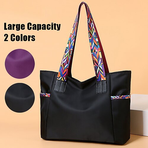 Women's Tote Shoulder Bag Diaper Bag Tote Nylon Outdoor Daily Holiday Zipper Large Capacity Waterproof Lightweight Solid Color Color Block Folk Black Purple
Women's Tote Shoulder Bag Diaper Bag Tote Nylon Outdoor Daily Holiday Zipper Large Capacity Waterproof Lightweight Solid Color Color Block Folk Black Purple