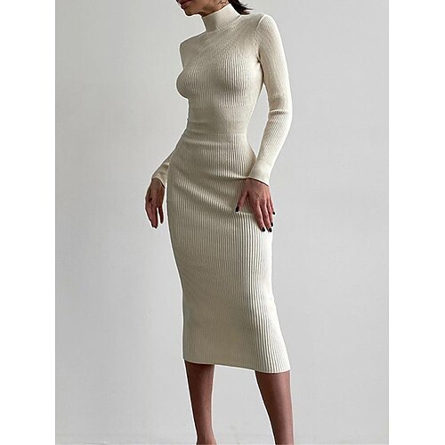 Mujer Vestido de suéter Puente Estriado Tejer Largo Retazos Color sólido Escote Chino Elegante Sensual Exterior Diario Otoño Invierno Negro Blanco S M L
Mujer Vestido de suéter Puente Estriado Tejer Largo Retazos Color sólido Escote Chino Elegante Sensual Exterior Diario Otoño Invierno Negro Blanco S M L