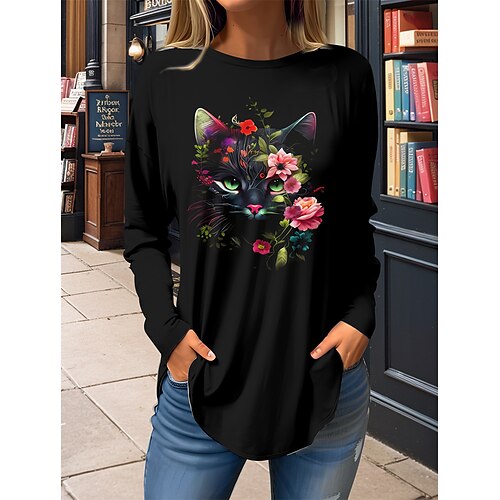Damen T Shirt Schwarz Rote Purpur Blumen Katze Bedruckt Langarm Täglich Wochenende Modisch Rundhalsausschnitt Regular Fit Katze Farbe Frühling Herbst
Damen T Shirt Schwarz Rote Purpur Blumen Katze Bedruckt Langarm Täglich Wochenende Modisch Rundhalsausschnitt Regular Fit Katze Farbe Frühling Herbst